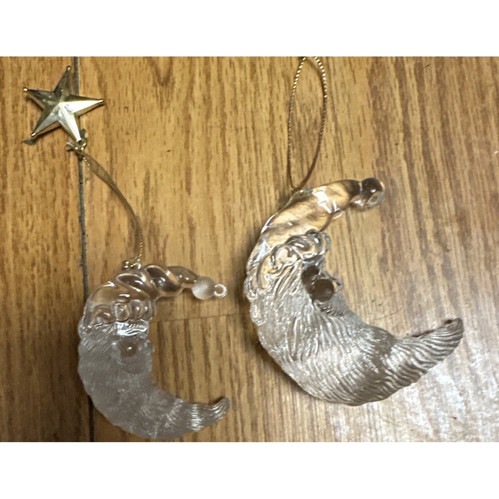 Santa Crescent Half Moon Glass Ornament Christmas Decor